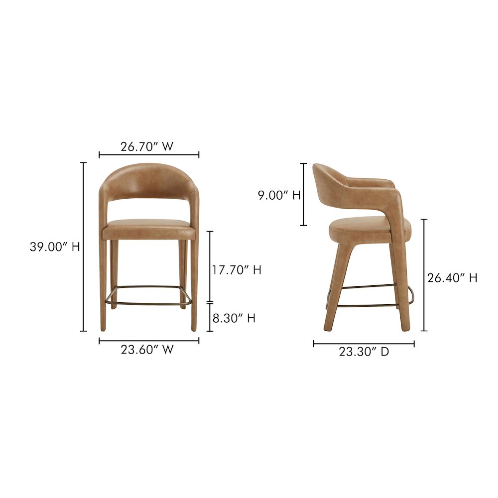Martens Counter Stool Brown Leather