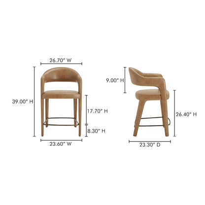 Martens Counter Stool Brown Leather