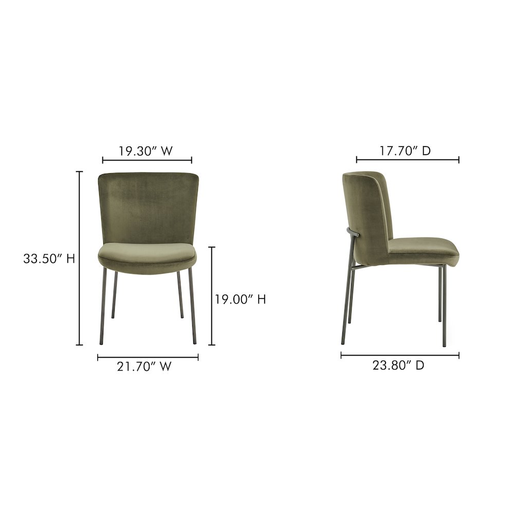 Early Dining Chair Faux Green Mohair-Set Of Two