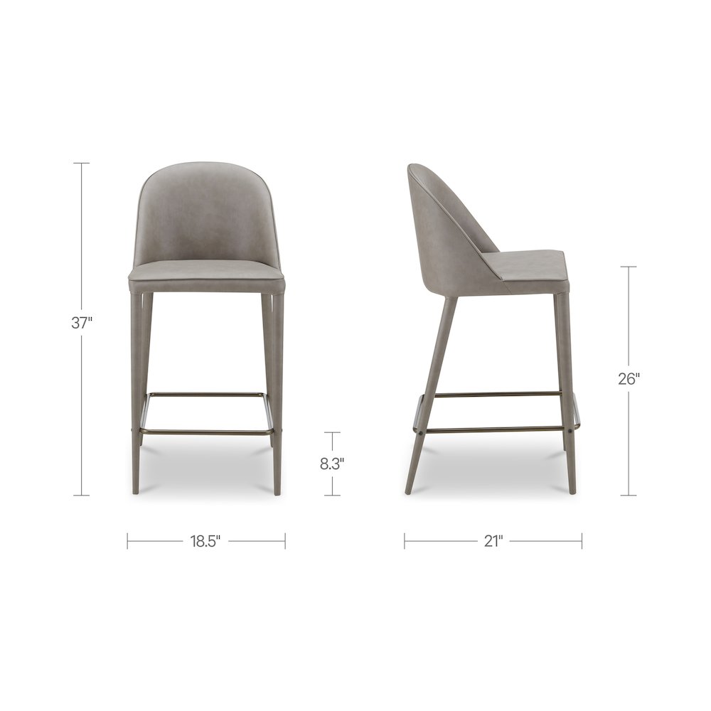 Burton Counter Stool Grey Vegan Leather