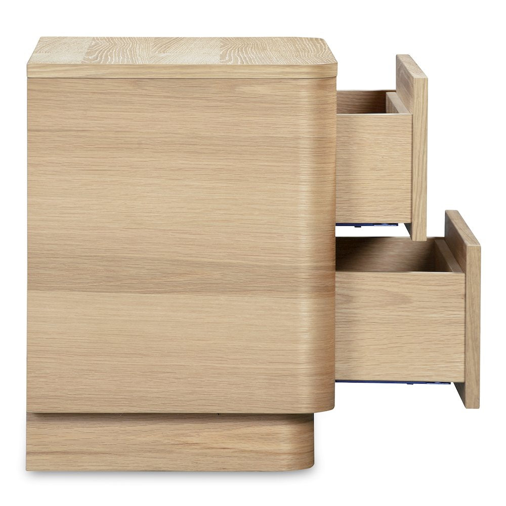 Round Off Tall Nightstand Natural Oak