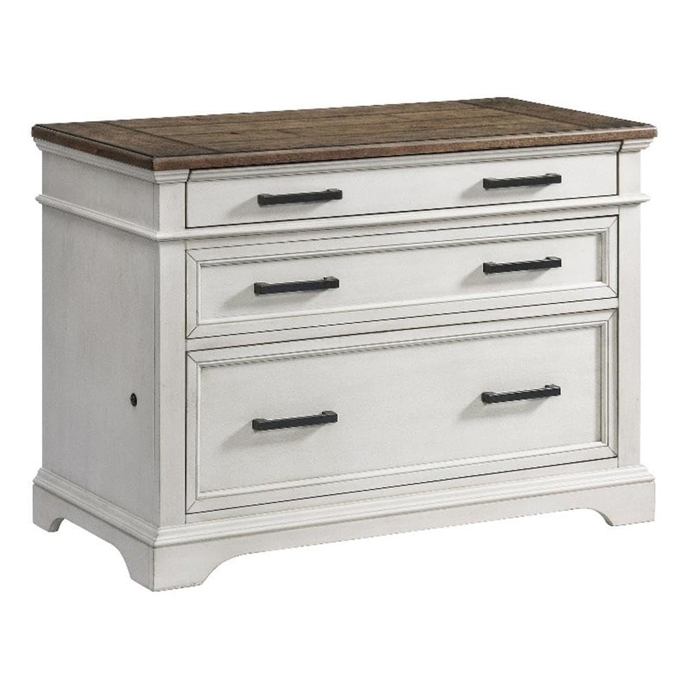 42" Lateral File Cabinet in Rustic White & French Oak