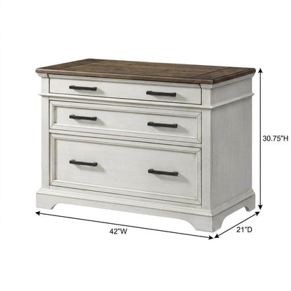 White Rustic French Oak Lateral File Cabinet Wood Home Office