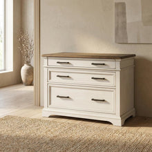 White Rustic French Oak Lateral File Cabinet Wood Home Office