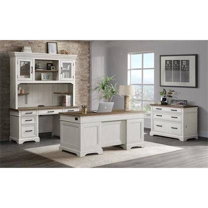 42" Lateral File Cabinet in Rustic White & French Oak