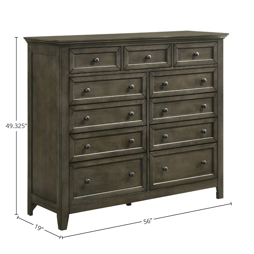 San Mateo 11-Drawer Gentlemen's Chest, Gray