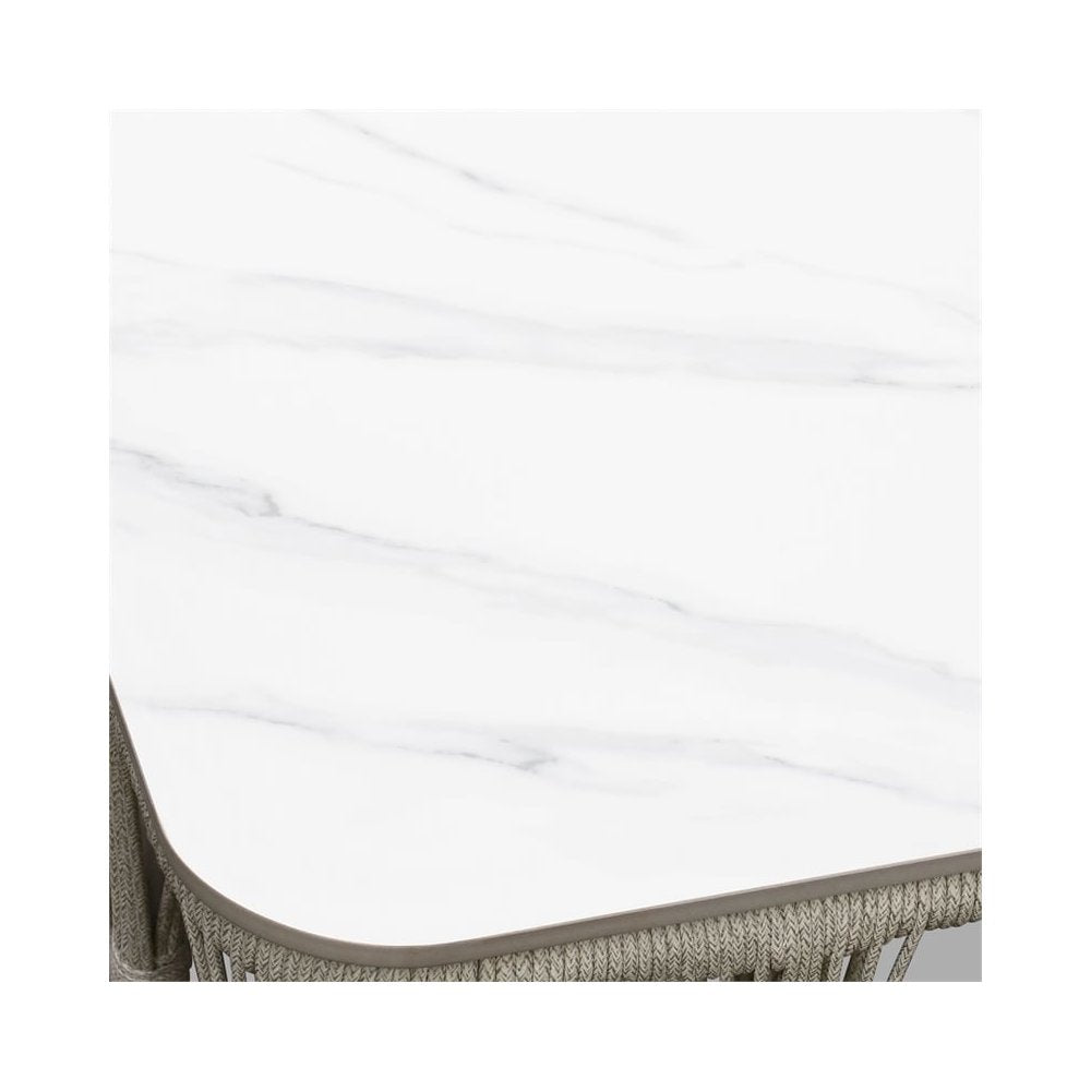 Intercon Alexa Outdoor Seating Side Table with Stone Top in White