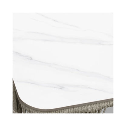 Intercon Alexa Outdoor Seating Side Table with Stone Top in White