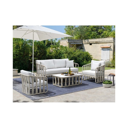 Intercon Alexa Outdoor Seating Coffee Table with Stone Top in White