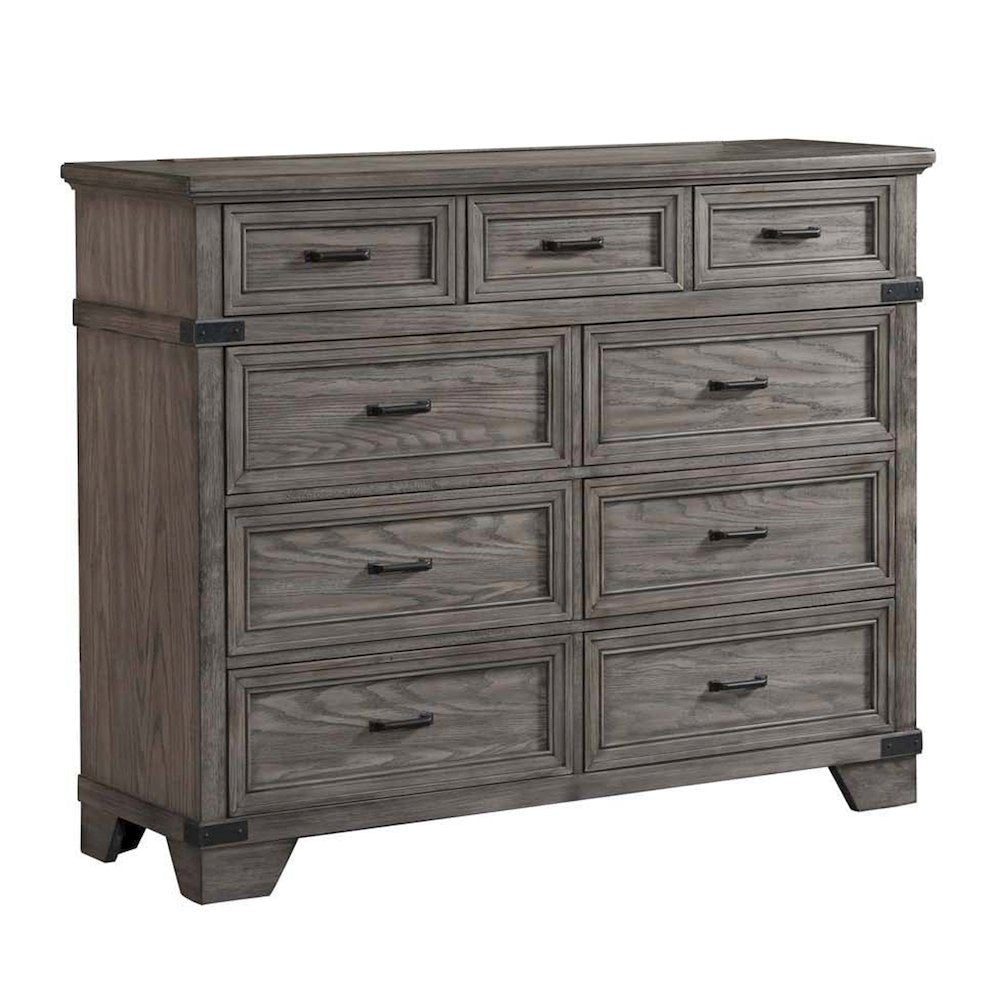 Forge 9-Drawer Dresser, Brushed Steel