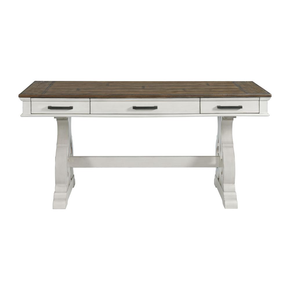 60" Writing Desk in Rustic White & French Oak