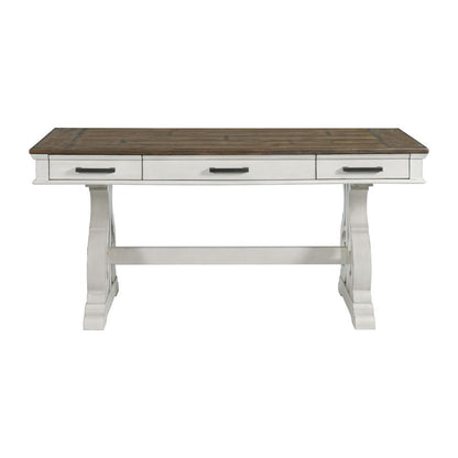 60" Writing Desk in Rustic White & French Oak