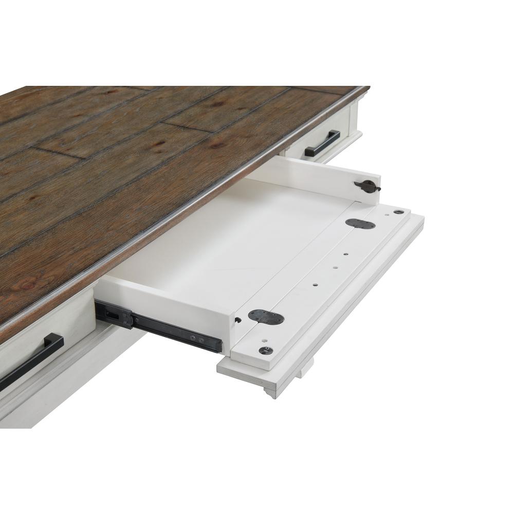 60" Writing Desk in Rustic White & French Oak