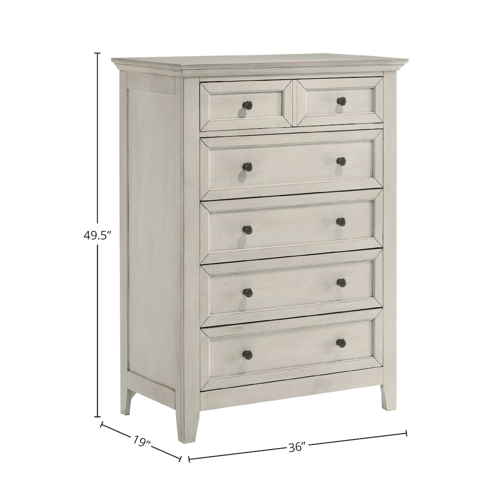 San Mateo Youth 5-Drawer Chest, Rustic White