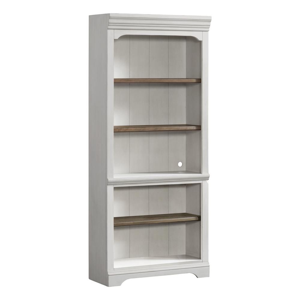 76" Bunching Bookcase in Rustic White & French Oak