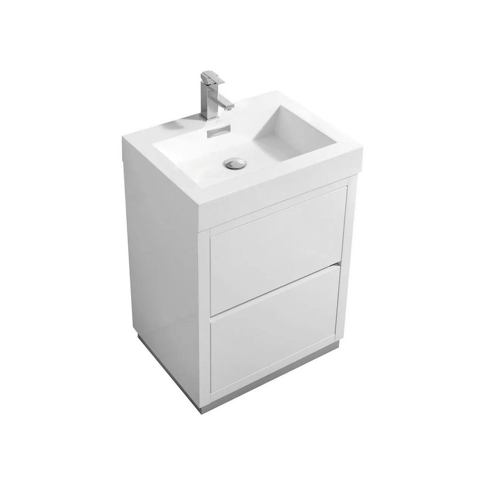 Bliss 24" High Gloss White Free Standing Modern Bathroom Vanity
