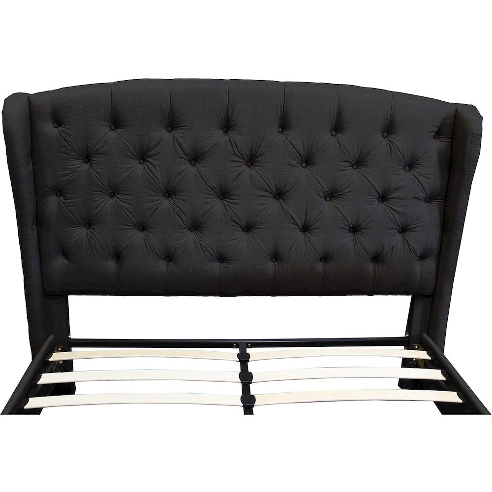 Frances Solid Wood/Fabric Upholstry Cal King Platform Bed - Black