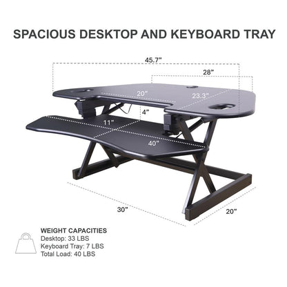Rocelco 46" Height Adjustable Corner Standing Desk Converter