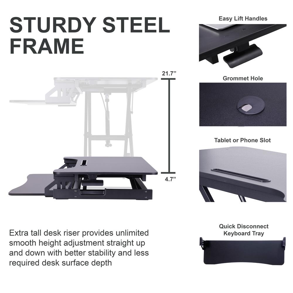 Rocelco 43" Height Adjustable Standing Desk Converter