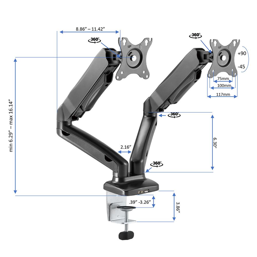 Rocelco 43" Height Adjustable Standing Desk Converter