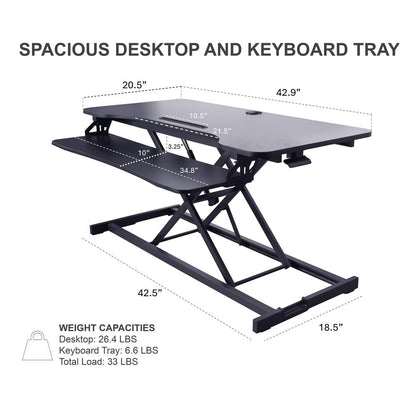 Rocelco 43" Height Adjustable Standing Desk Converter