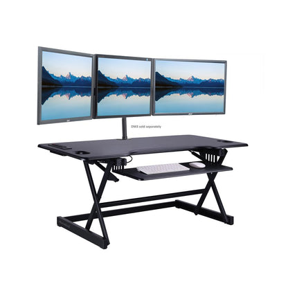 Rocelco 46" Height Adjustable Standing Desk Converter with Double Monitor Mount Stand BUNDLE