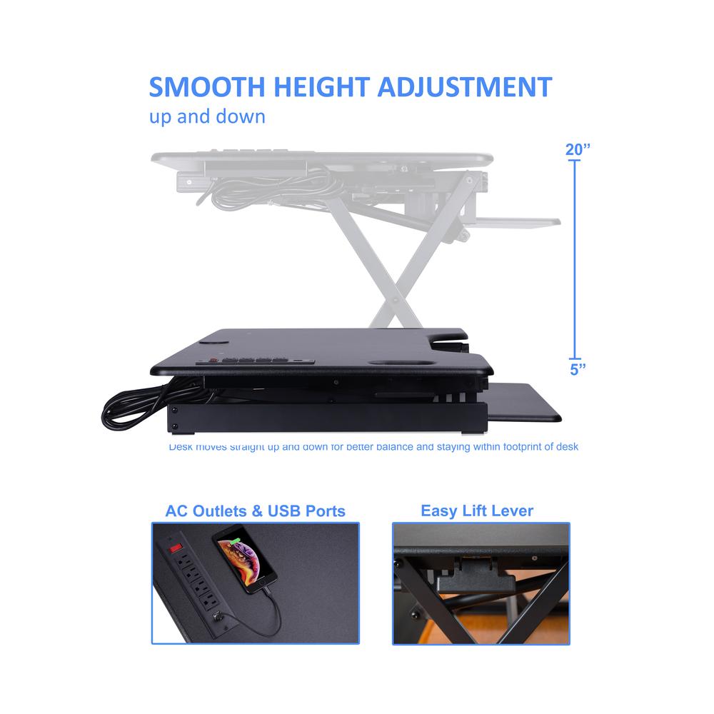 Rocelco 46" Height Adjustable Standing Desk Converter with Double Monitor Mount Stand BUNDLE