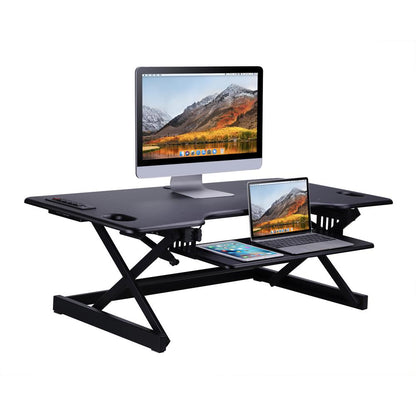 Rocelco 46" Height Adjustable Standing Desk Converter with Anti Fatigue Mat BUNDLE