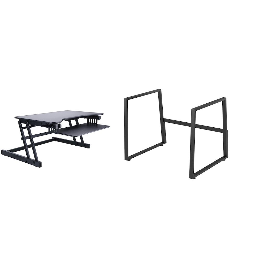 32" Height Adjustable Standing Desk Converter with Floor Stand BUNDLE