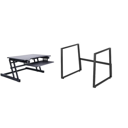 32" Height Adjustable Standing Desk Converter with Floor Stand BUNDLE