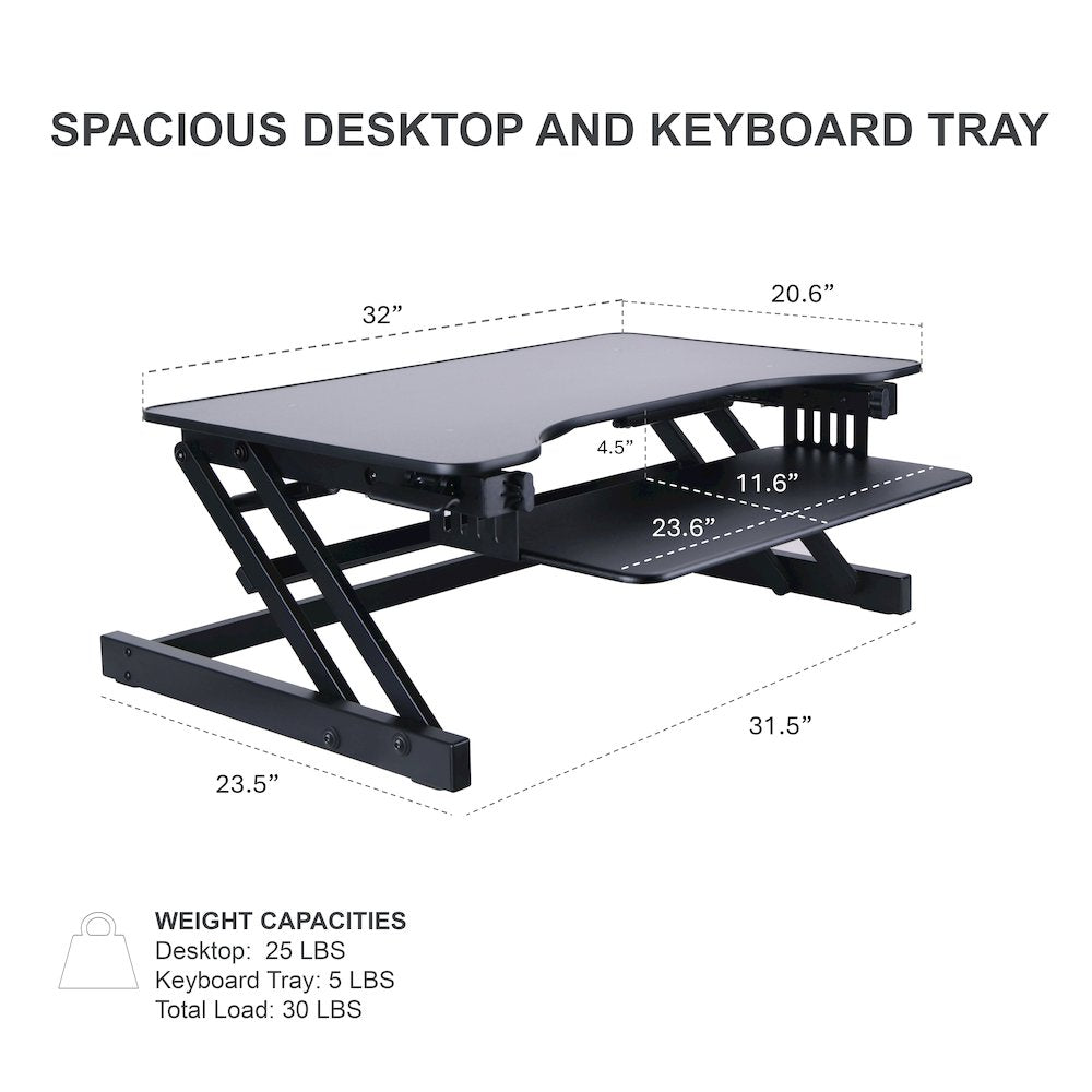 32" Height Adjustable Standing Desk Converter with Floor Stand BUNDLE