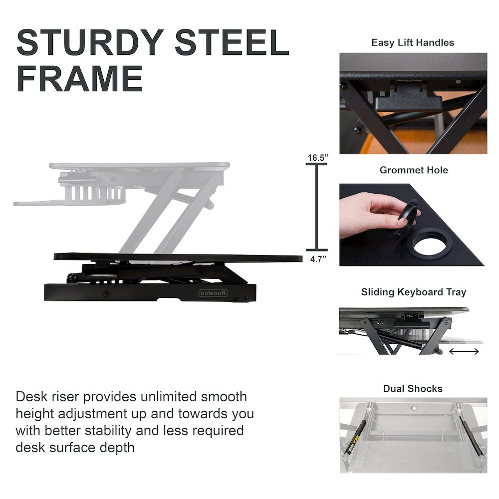 32" Height Adjustable Standing Desk Converter with Floor Stand BUNDLE