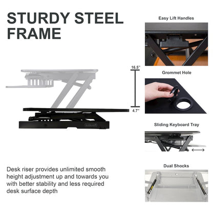 32" Height Adjustable Standing Desk Converter with Floor Stand BUNDLE