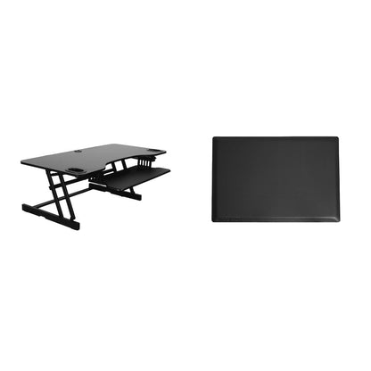 45" Height Adjustable Standing Desk Converter with Anti Fatigue Floor Mat