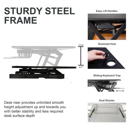 45" Height Adjustable Standing Desk Converter with Anti Fatigue Floor Mat