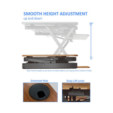 Rocelco 40" Large Height Adjustable Standing Desk Converter with Dual Monitor Mount - Teak Wood Grain