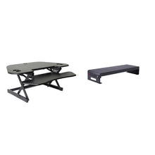 Rocelco 46" Height Adjustable Corner Standing Desk Converter - Dual Monitor Stand BUNDLE