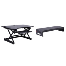 Rocelco 46" Height Adjustable Standing Desk Converter with Double Monitor Mount Stand BUNDLE