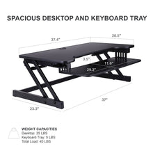 37.5" Height Adjustable Standing Desk Converter with Floor Stand BUNDLE