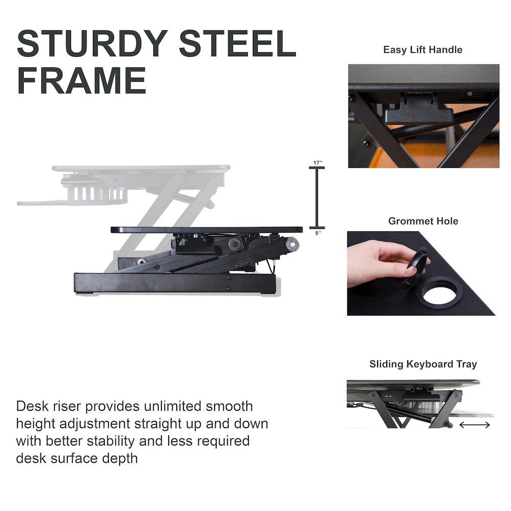 37.5" Height Adjustable Standing Desk Converter with Floor Stand BUNDLE