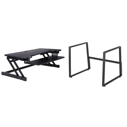 37.5" Height Adjustable Standing Desk Converter with Floor Stand BUNDLE