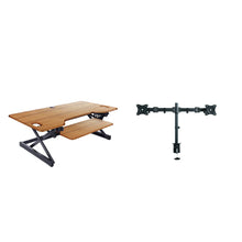 Rocelco 46" Large Height Adjustable Standing Desk Converter with Double Monitor Mount, BUNDLE