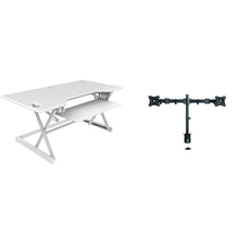 Rocelco 46" Large Height Adjustable Standing Desk Converter with Double Monitor Mount BUNDLE