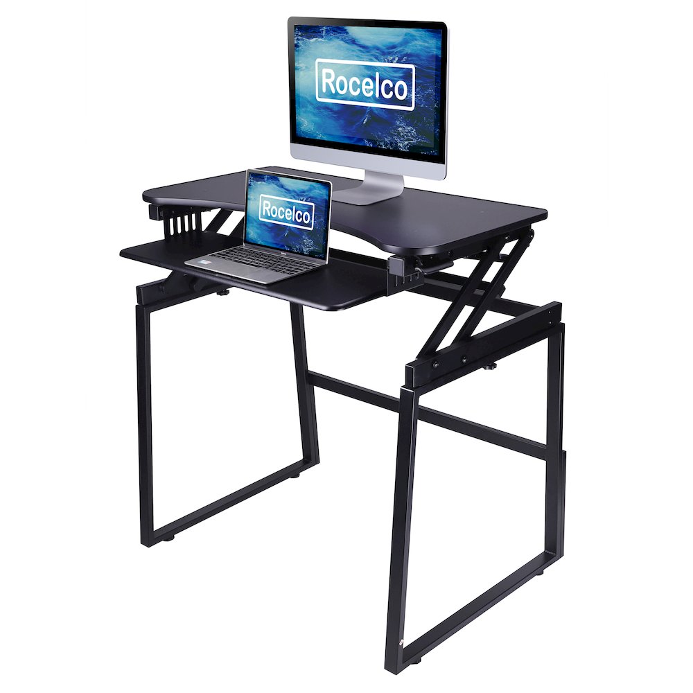 32" Height Adjustable Standing Desk Converter with Floor Stand BUNDLE