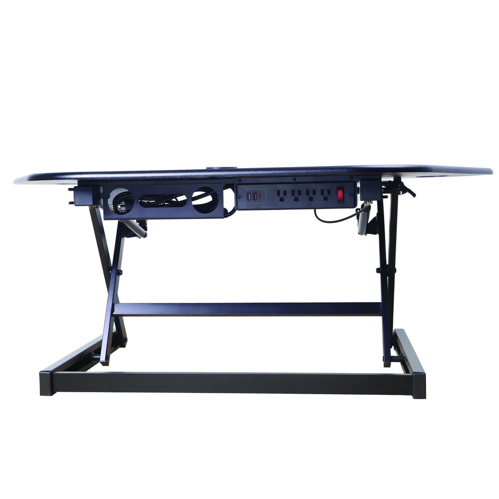Rocelco 46" Height Adjustable Corner Standing Desk Converter with AC Outlet