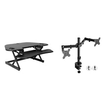 Rocelco 46" Height Adjustable Corner Standing Desk Converter with AC Outlet