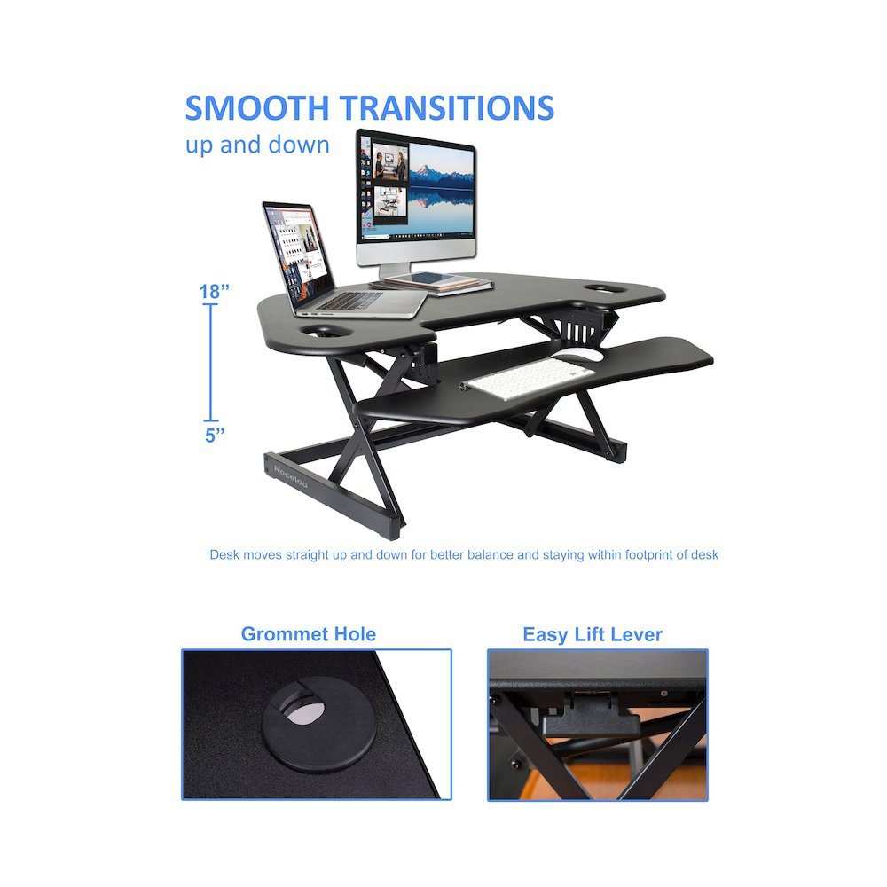 46" Height Adjustable Corner Standing Desk Converter