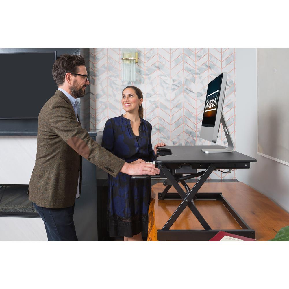 Rocelco 40" Height Adjustable Standing Desk Converter with AC Outlet