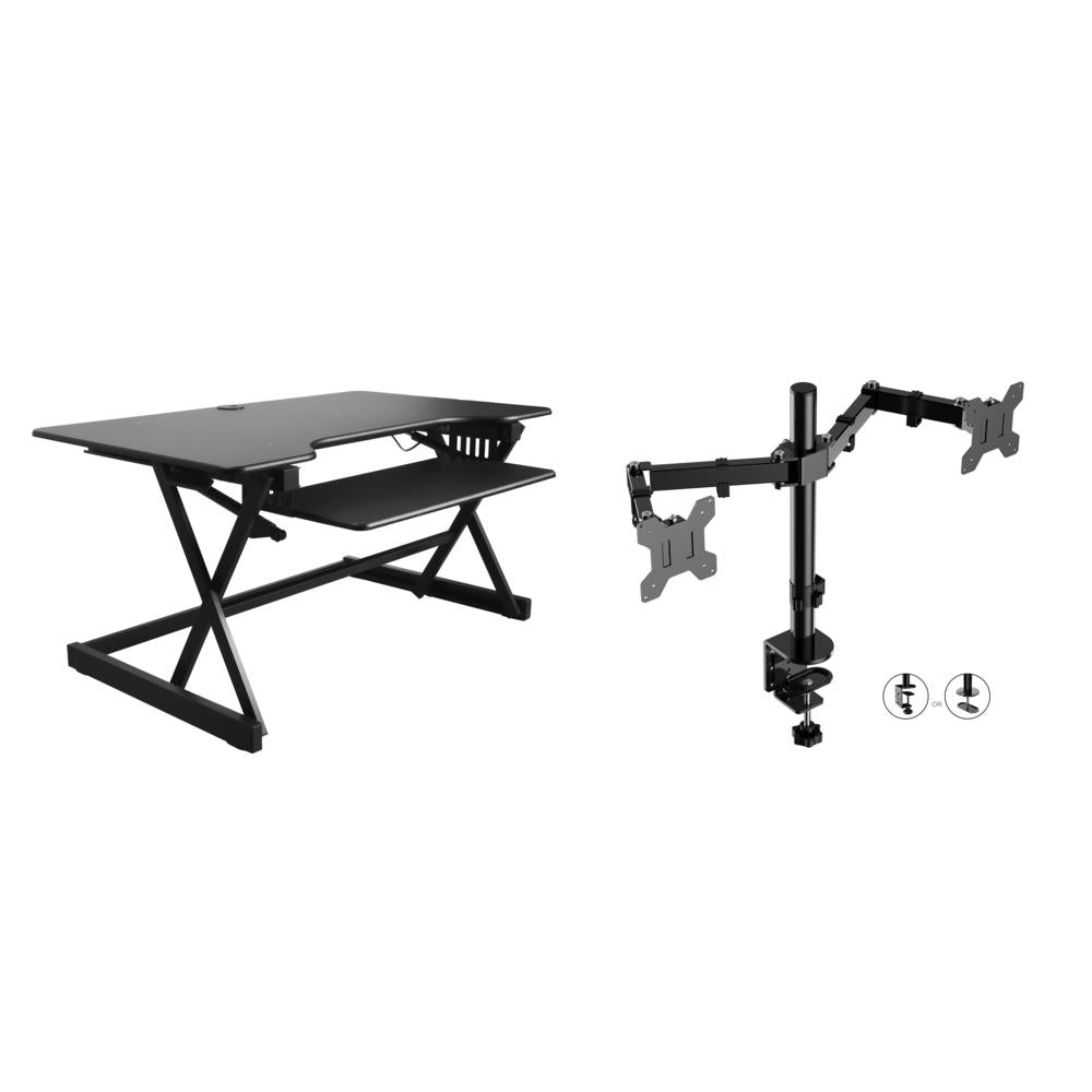 Rocelco 40" Height Adjustable Standing Desk Converter with AC Outlet