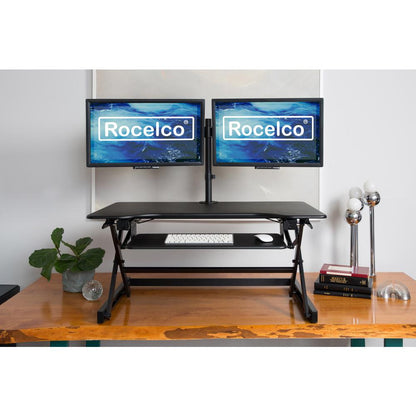 Rocelco 40" Height Adjustable Standing Desk Converter with AC Outlet